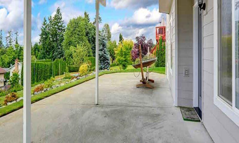 Concrete patio beside an Auckland home